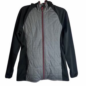 Athleta Quilted Black & Grey Hoodie Jacket M